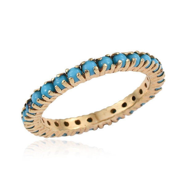 Arizona Sleeping Beauty Turquoise (Rnd) Full Eternity Ring in 14K Gold Overlay Sterling Silver 1.750