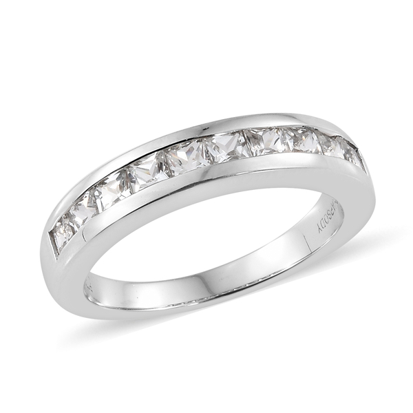 RHAPSODY 950 Platinum AAAA White Sapphire (Sqr)  Half Eternity Ring 1.000 Ct.