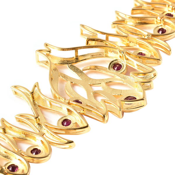 LucyQ Flame Collection - African Ruby (FF) Bracelet (Size 8) in Yellow Gold Overlay Sterling Silver 3.88 Ct.