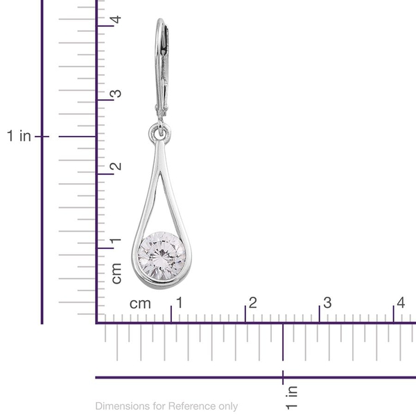 Lustro Stella - Platinum Overlay Sterling Silver (Rnd) Lever Back Earring  Made with Finest CZ 2.060 Ct.