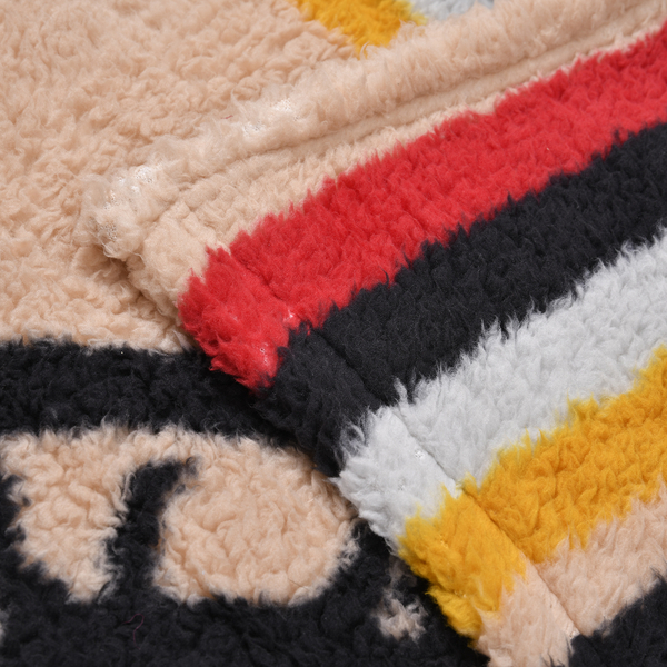 Winter Close Out Collection - Luxurious Super Soft Single Layer Sherpa Blanket (Size150X200 Cm) - Light Peach & Multi