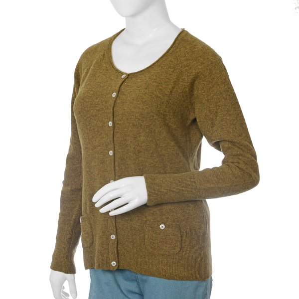 80% Wool Melange Mustard Colour Cardigan (Size S/M, 62x47cm)
