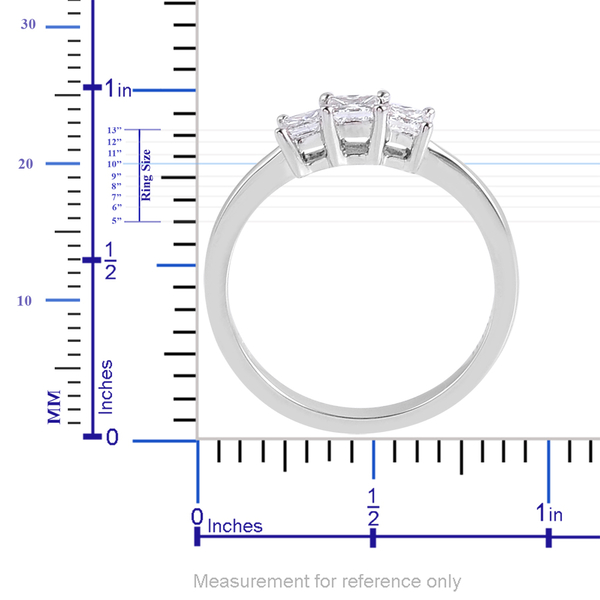 ILIANA 18K White Gold IGI Certified 0.50 Carat Diamond Princess (SI/ G-H) Trilogy Engagement Ring.