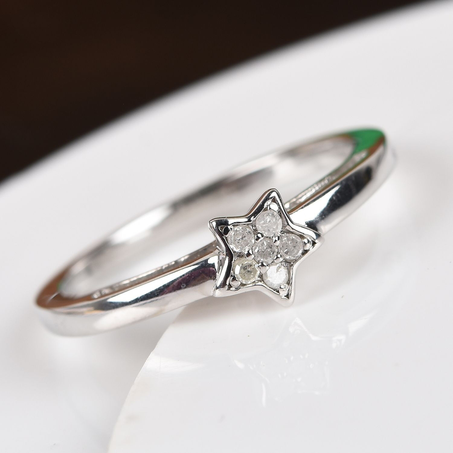 Diamond Star Stackable Platinum Overlay Sterling Silver