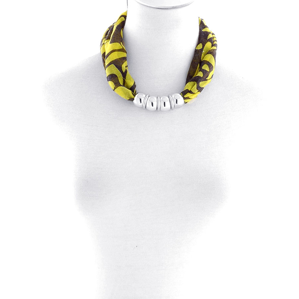 Yellow Zebra Pattern Scarf Necklace (Size 45 Cm)