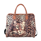 Leopard Pattern Tote Bag with Handle Drop and Shoulder Strap (Size 43x38x20 cm) - Brown