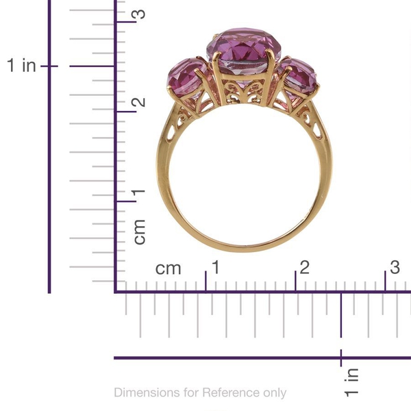 Kunzite Colour Quartz (Ovl 5.25 Ct) 3 Stone Ring in 14K Gold Overlay Sterling Silver 8.000 Ct.