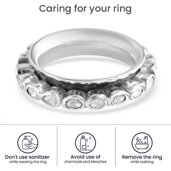 Artisan Crafted - Polki Diamond Full Eternity Ring in Sterling Silver 1.00 Ct, Silver wt. 6.39 Gms
