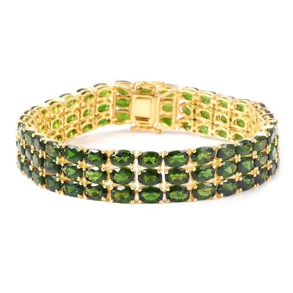 Chrome Diopside (Ovl) Bracelet in Yellow Gold Overlay Sterling Silver (Size 8) 50.000 Ct, Silver wt 