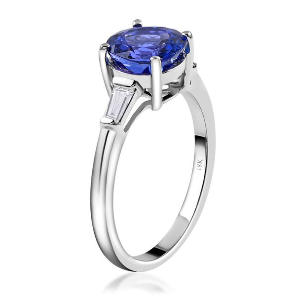 Certified and Appraised ILIANA 18K White Gold  AAA Tanzanite and Diamond SI GH Solitaire Ring Gold 3.41 grams, 2.30 Ct