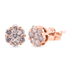 9K Rose Gold Natural Pink Diamond Floral Stud Earrings (With Push Back) 0.50 Ct.