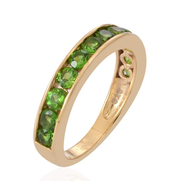 AAA Chrome Diopside (Rnd) Half Eternity Channel Band Ring in 14K Gold Overlay Sterling Silver 1.500 Ct.
