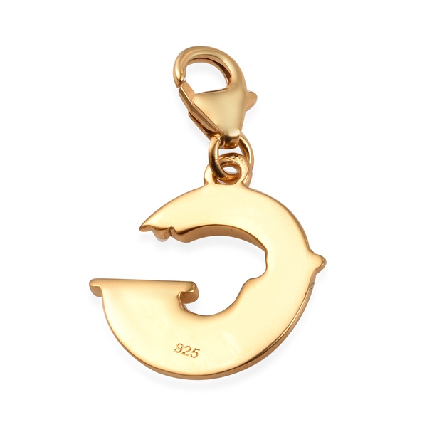 Diamond (Rnd) Initial G Charm in 14K Gold Overlay Sterling Silver