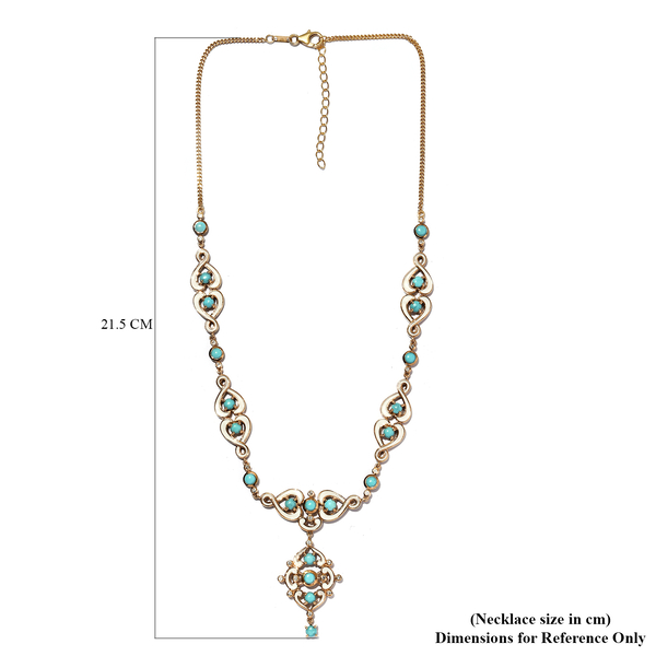 Arizona Sleeping Beauty Turquoise and Natural Cambodian Zircon Enamelled Necklace (Size - 18 with 2 inch Extender) in Yellow Gold Overlay Sterling Silver 9.82 Ct, Silver wt. 19.46 Gms