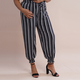 TAMSY One Size Stripe Printed Trousers (Size:M/L,10-16) - Black and White