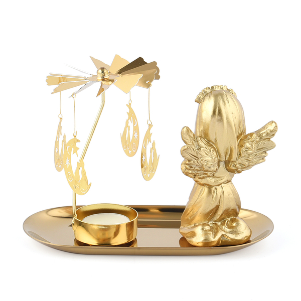 Angel with Moon Rotating Candle Holder and 10 Tealights
