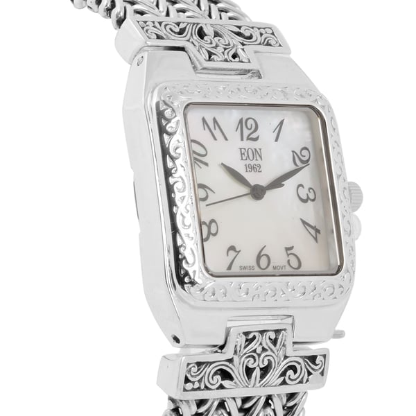 Royal Bali Collection EON 1962 Swiss Movement Water Resistant Watch (Size 7) in Sterling Silver, Silver Wt. 65.00 Gms