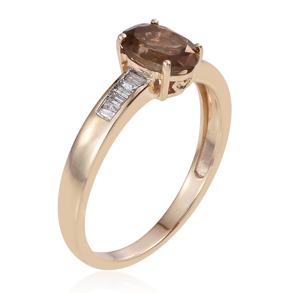 9K Y Gold Jenipapo Andalusite (Ovl 1.25 Ct), Diamond Ring 1.400 Ct.