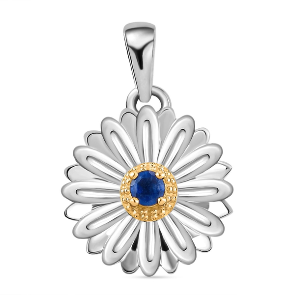 Masoala Sapphire (FF) Floral Pendant in Platinum and Yellow Gold Overlay Sterling Silver