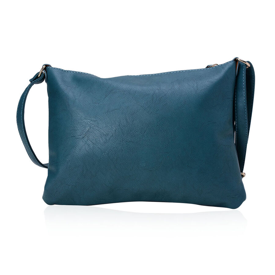 Dark Teal Tassel Bag with Adjustable Shoulder Strap (Size 31x23 Cm ...