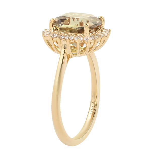 ILIANA 18K Yellow Gold AAA Turkizite and Diamond (SI/ G-H) Ring 4.00 Ct.