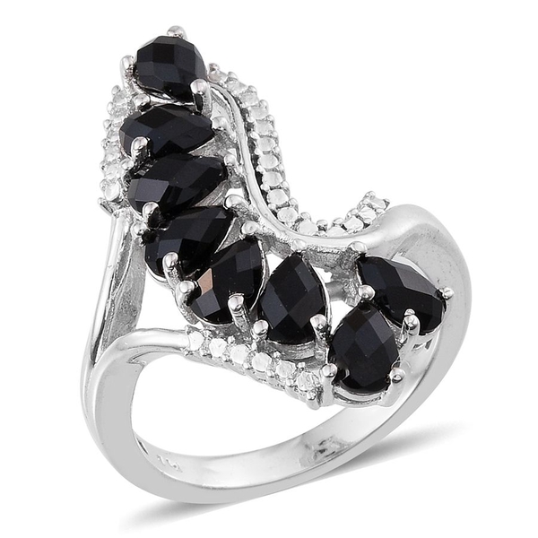 Black Onyx (Pear) Ring in ION Plated Platinum Bond 2.250 Ct.