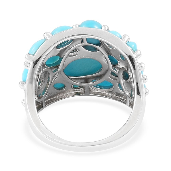 Arizona Sleeping Beauty Turquoise Cluster Ring in Platinum Overlay Sterling Silver 5.00 Ct.