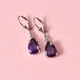 AA Amethyst (Pear) Drop Lever Back Earrings in Platinum Overlay Sterling Silver 5.09 Ct.