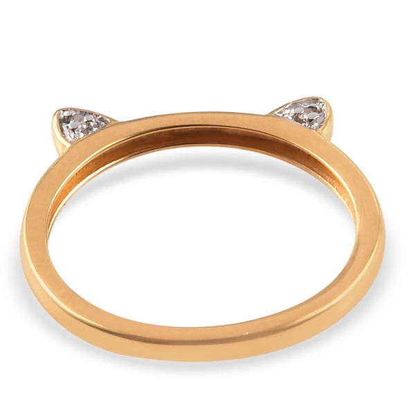 Diamond Cat Ear Stacking Ring in Gold Plated Silver