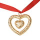 RACHEL GALLEY Lattice Heart Charm with Ribbon in Yellow Gold Tone