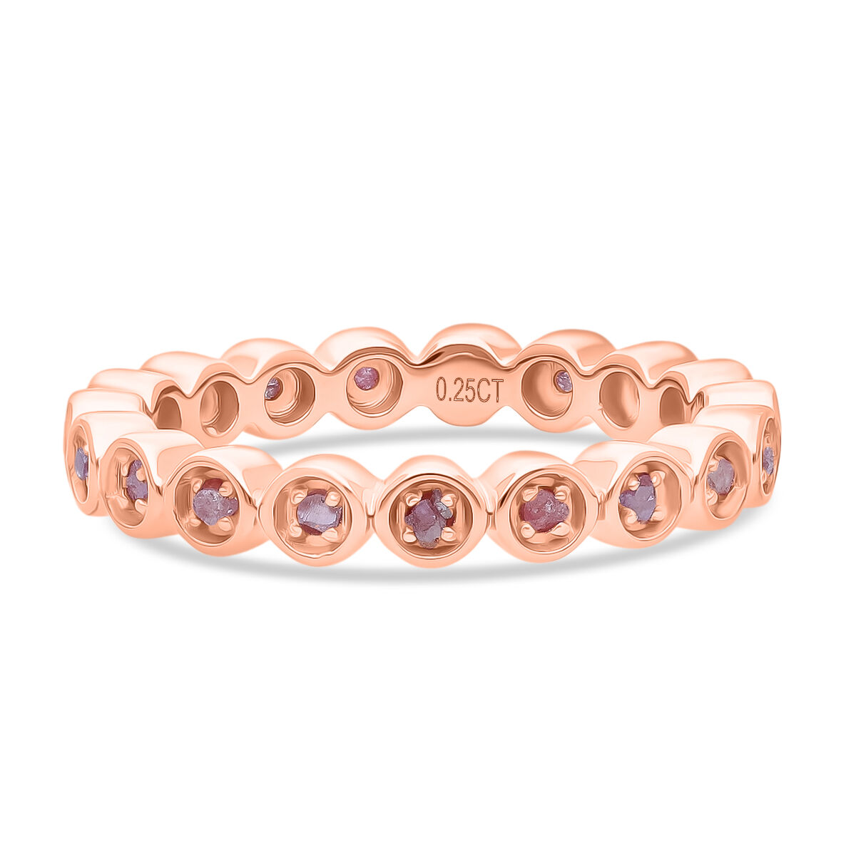 D'Joy Natural Pink Diamond Full Eternity Ring in 18K Rose Gold Vermeil Sterling Silver 0.27 Ct.