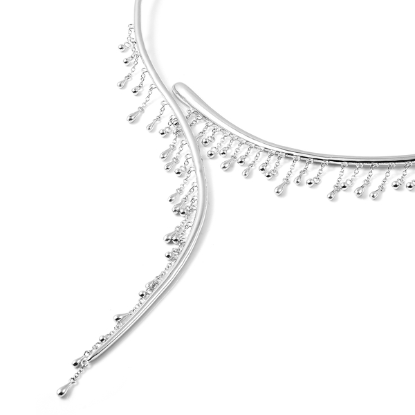 LucyQ Rain Collection Rhodium Overlay Sterling Silver Open Necklace (Size 18)
