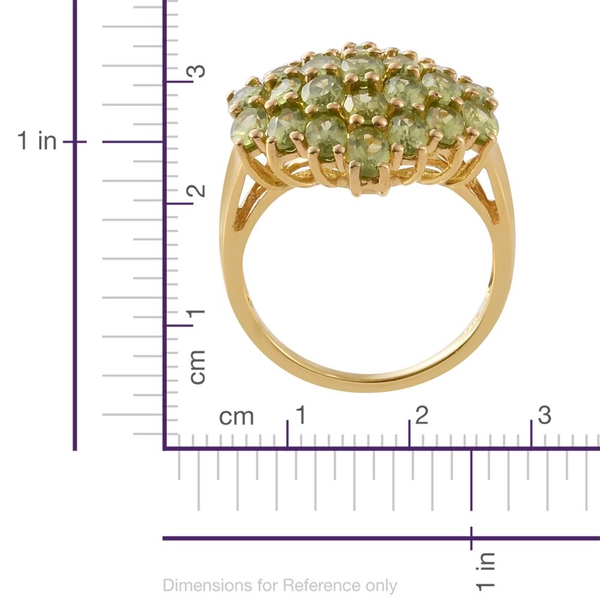 Hebei Peridot 5.25 Ct Silver Cluster Ring in 14K Gold Overlay