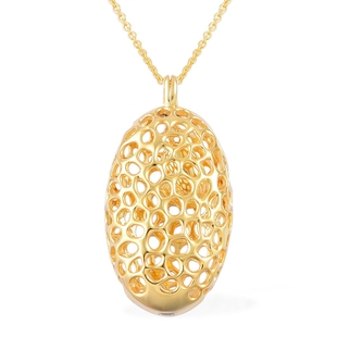 RACHEL GALLEY Charmed Pebble Locket Pendant with Chain in Gold Plated Silver 30 Inch