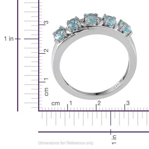 AA Paraibe Apatite (Ovl) 5 Stone Ring in Platinum Overlay Sterling Silver 1.150 Ct.
