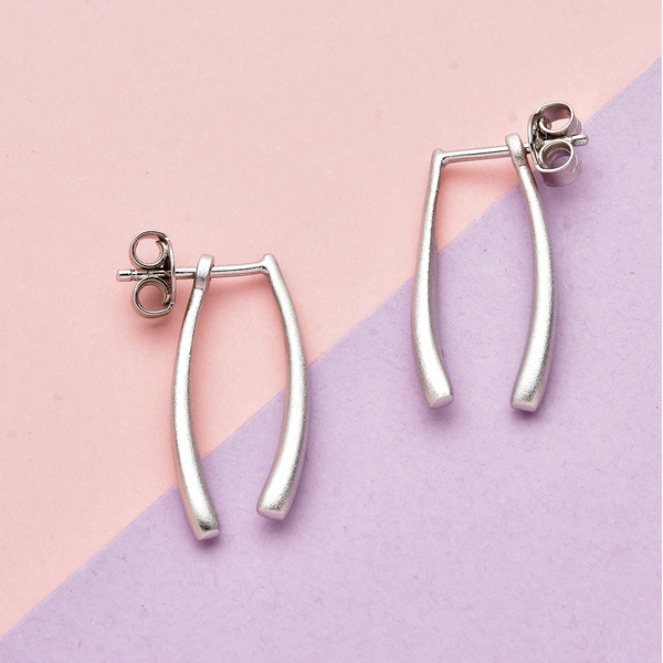 LUCYQ Texture Drop Collection - Matte Texture Rhodium Overlay Sterling Silver Dangling Detachable Earrings (with Push Back )