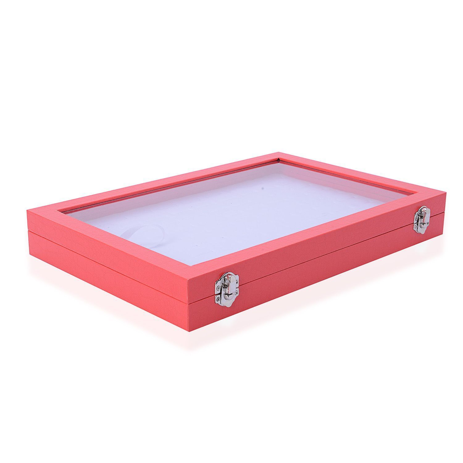 Red Velvet 100 Slot Ring-Earring Box (Size 34x23x4 Cm)