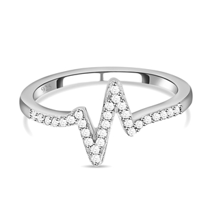 Diamond Heartbeat Ring in Platinum Overlay Sterling Silver
