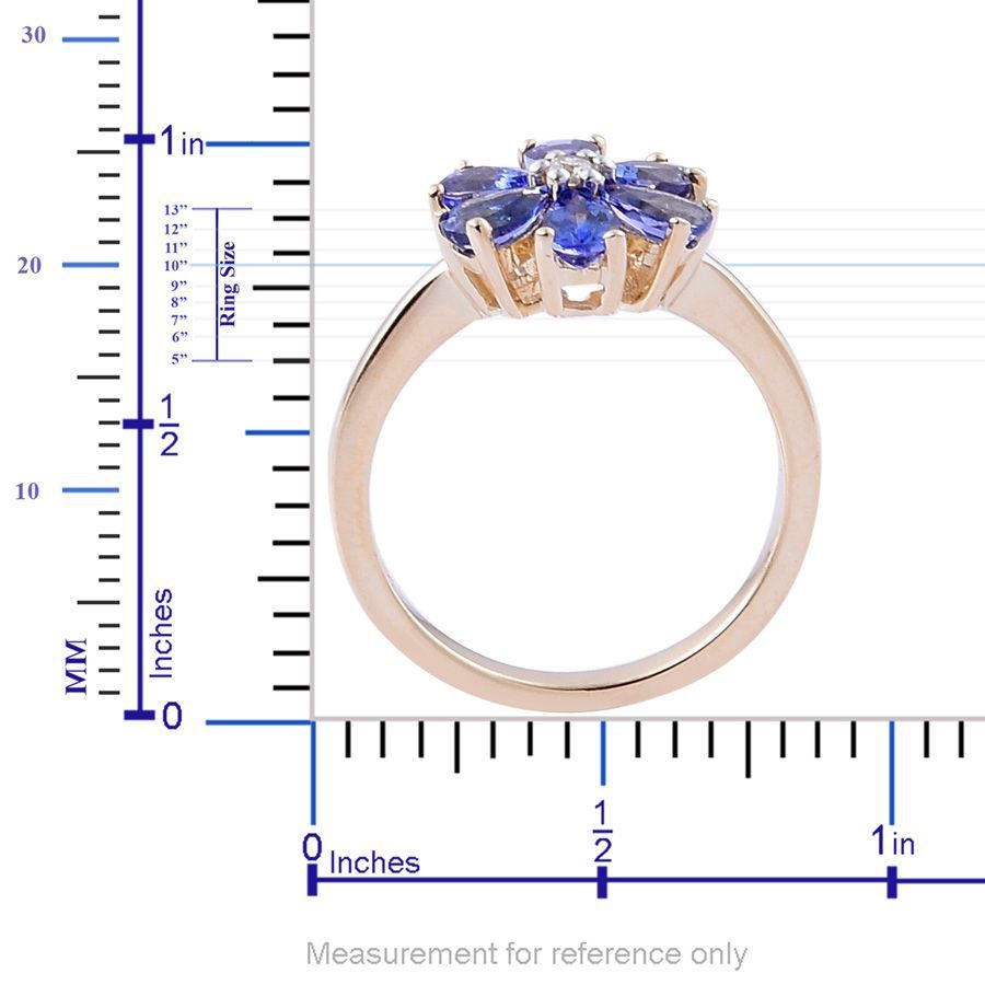 9K Y Gold Tanzanite (Pear), Diamond Floral Ring 1.360 Ct. - M2338074 - TJC