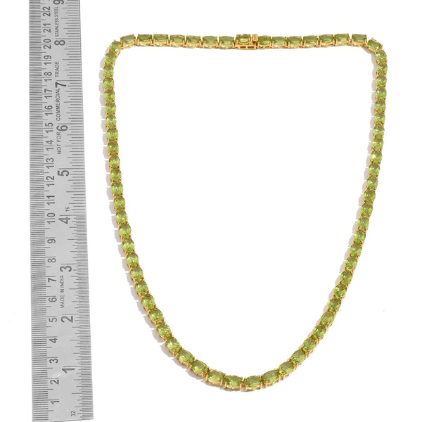 AA Hebei Peridot (Ovl) Necklace (Size 20) in 14K Gold Overlay Sterling Silver 55.000 Ct.