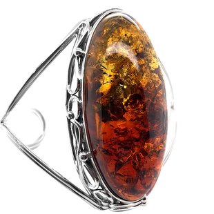 Natural Baltic Amber Bracelet (Size 7.5) in Sterling Silver, Silver wt 25.69 Gms