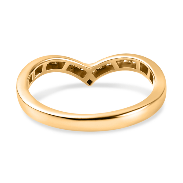 Champagne Diamond Wishbone Ring in Vermeil Yellow Gold Overlay Sterling Silver 0.50 Ct.
