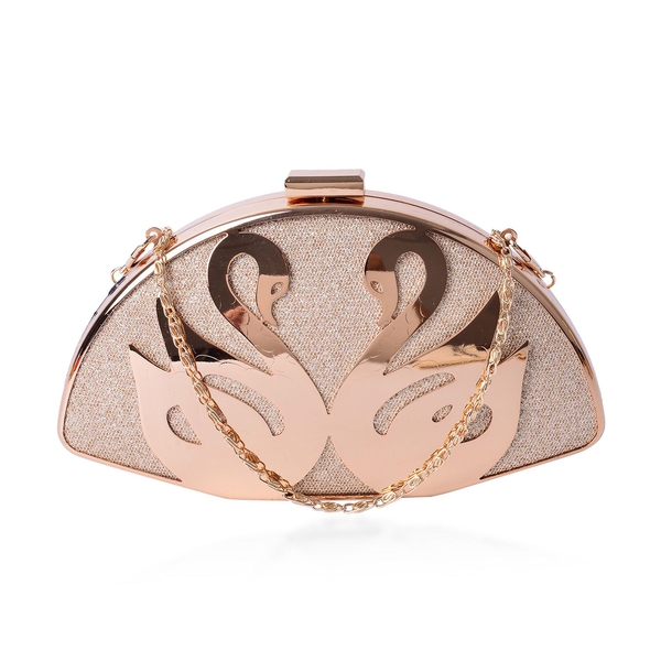 (Option 1) Premium Collection Gold Plating Swan Clutch Bag with Chain Strap (Size 20x11x4.5 Cm)