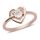 Diamond Heart Ring (Size J) in Rose Gold Overlay Sterling Silver