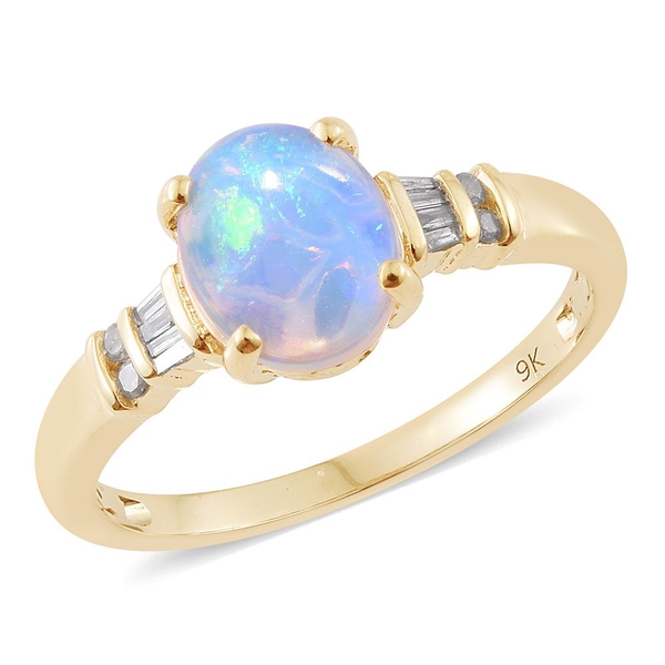 9K Y Gold AAA Ethiopian Welo Opal (Ovl 1.65 Ct), Diamond Ring 1.750 Ct.