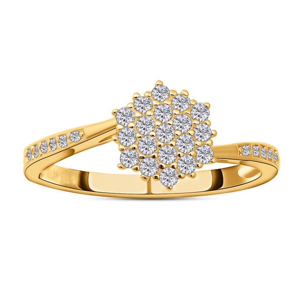 ELANZA Simulated Diamond Ring in Yellow Gold Overlay Sterling Silver