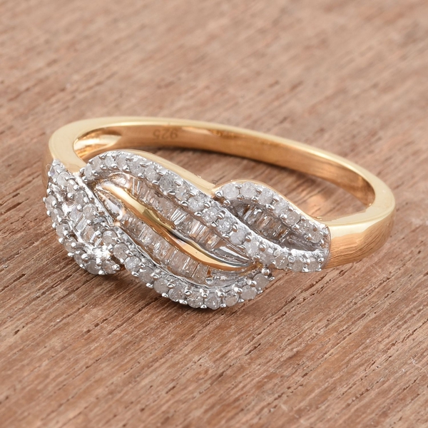 Signature Collection - Limited Edition - Diamond (Bgt) (G-H) Ring in 14K Gold Overlay Sterling Silver 0.500 Ct.