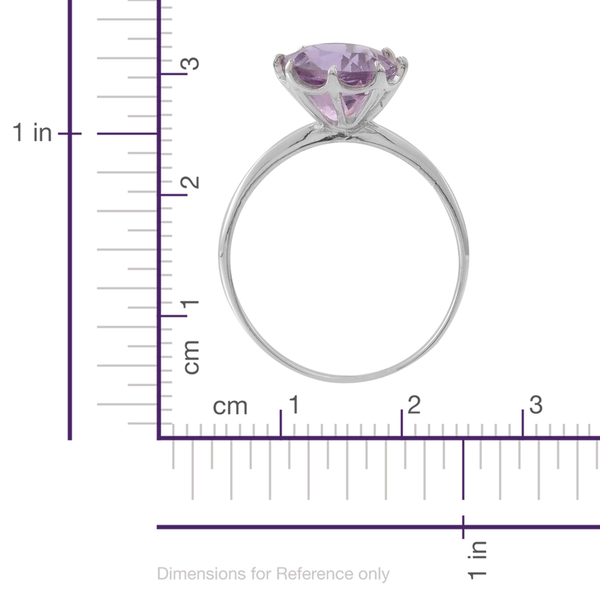 AA Rose De France Amethyst (Rnd) Solitaire Ring in Rhodium Plated Sterling Silver 3.500 Ct.