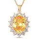 Simulated Yellow Sapphire and Simulated Diamond Pendant with Chain (Size 20 With 2 Inch Extender ) i