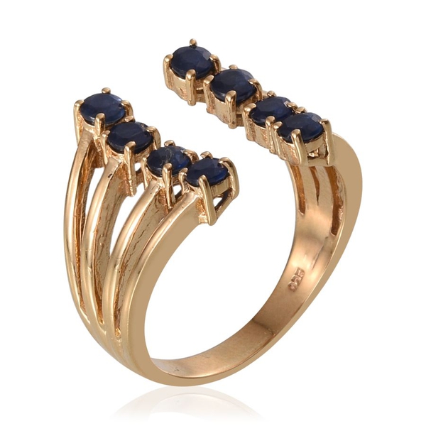 Kanchanaburi Blue Sapphire (Rnd) Ring in 14K Gold Overlay Sterling Silver 1.500 Ct.